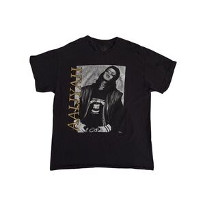 Aaliyah Vintage Black Graphic Tee with Gold Lettering